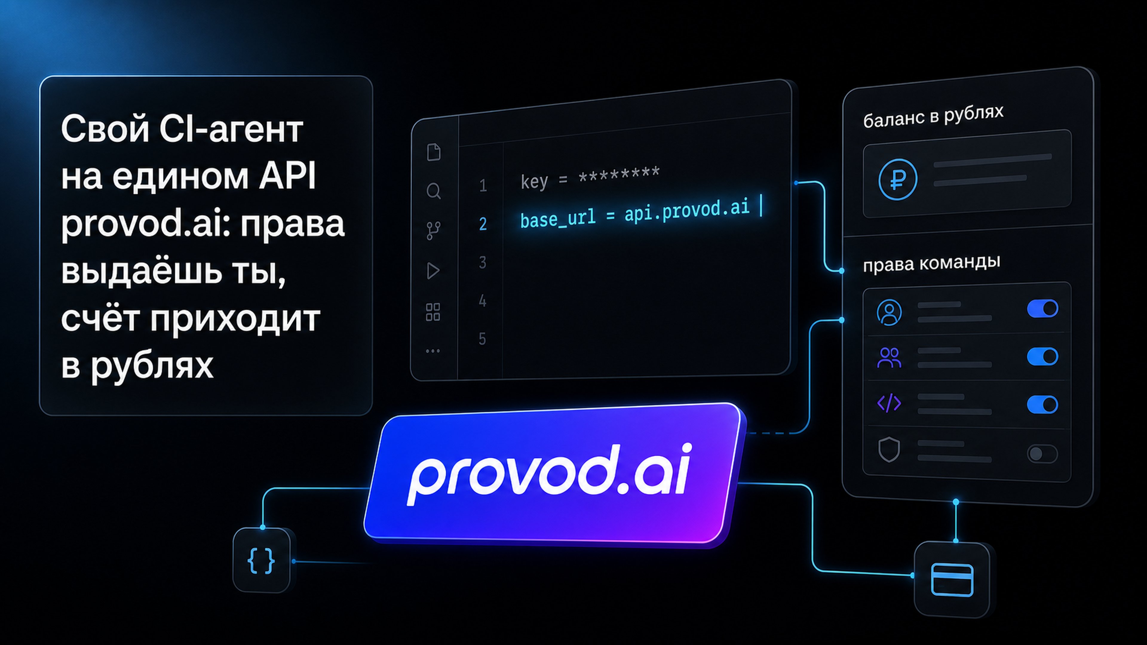Свой CI-агент на едином API provod.ai: права у тебя, счёт в рублях